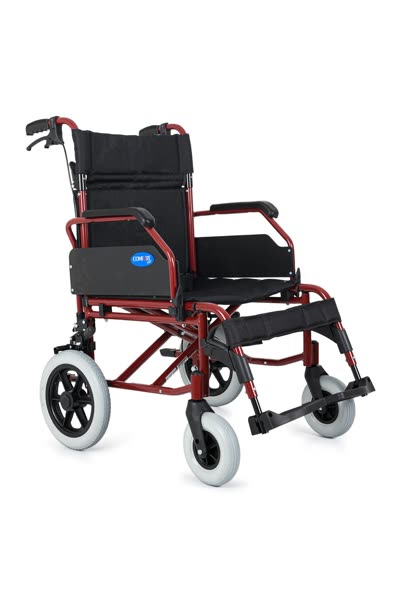 DM-337 Transfer Tekerlekli Sandalye Bordo | 50cm Oturum,Alüminyum Gövde,Katlanır Sırtlı